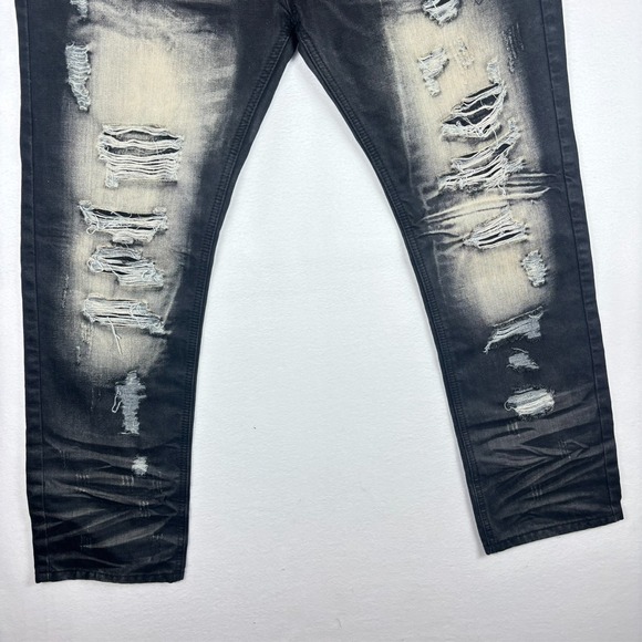 Switch Jeans Mens Thrashed Black Distressed Grunge Hip Hop Skinny Sz 34x30 - Picture 3 of 14